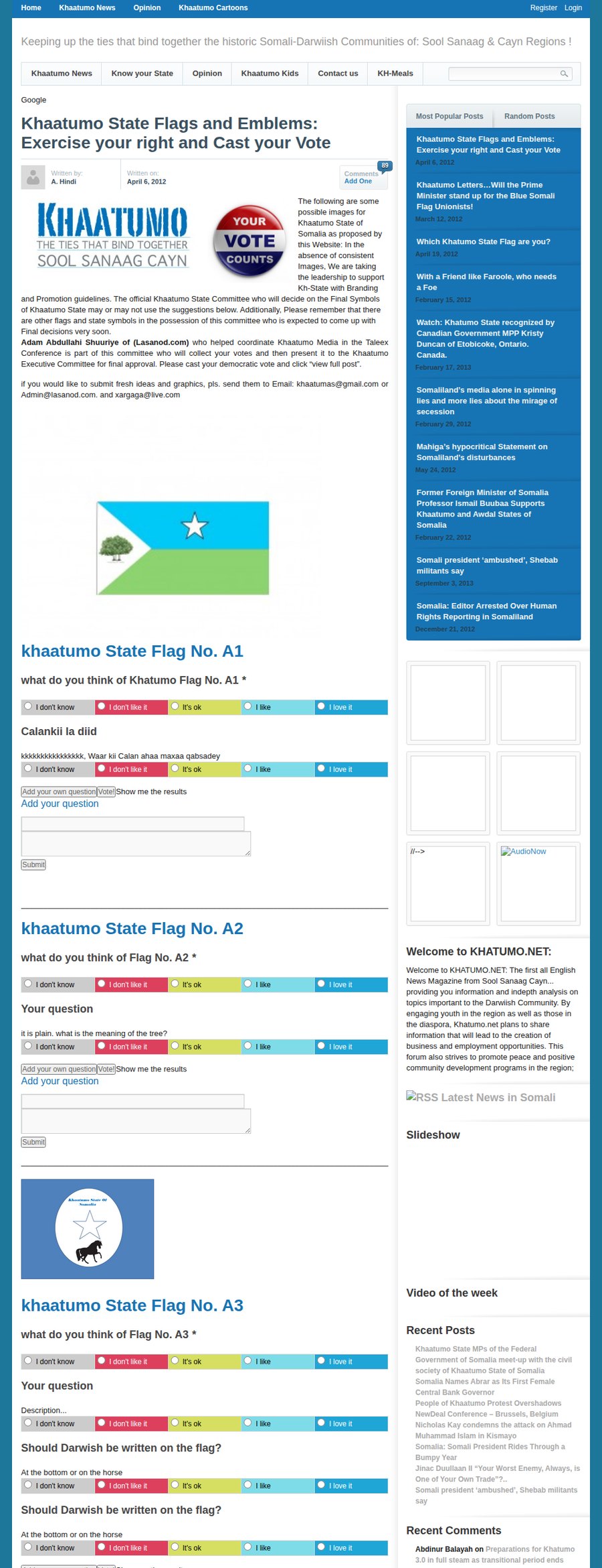 The original khatumo.net page